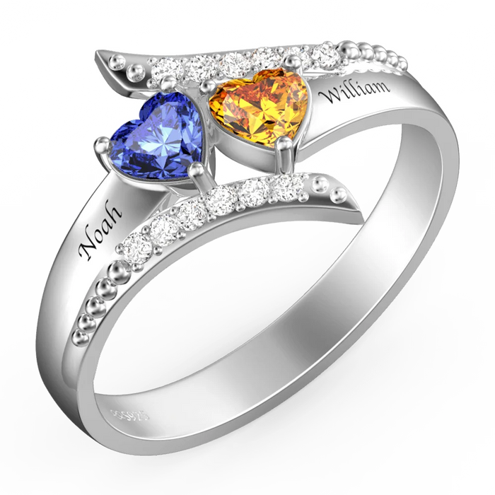 Sterling Silver Birthstone Rings 2 Stones