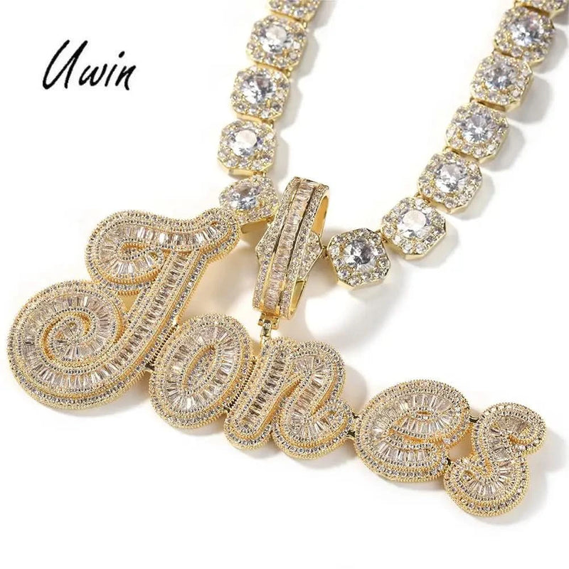 Hiphop Iced out Baguette Customized Name Necklace