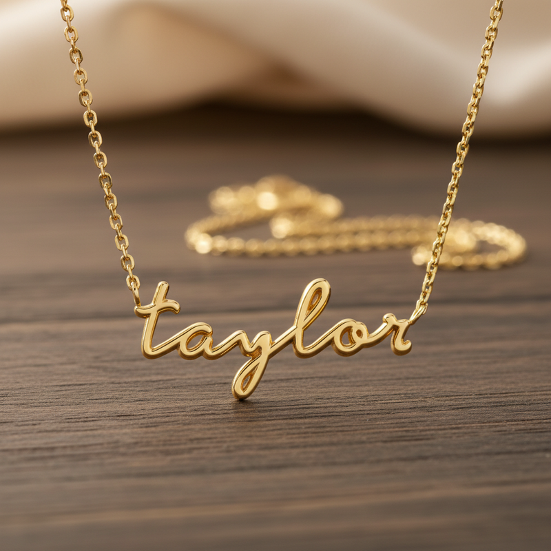 14K Gold 3D Cursive Custom Name Necklace
