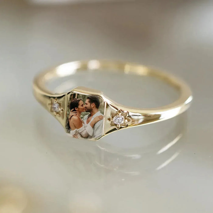 Custom Picture Birthstone Ring