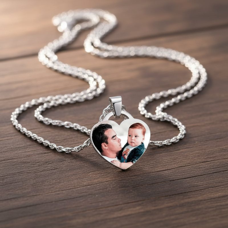 Picure Heart Pendent Caharm Necklace