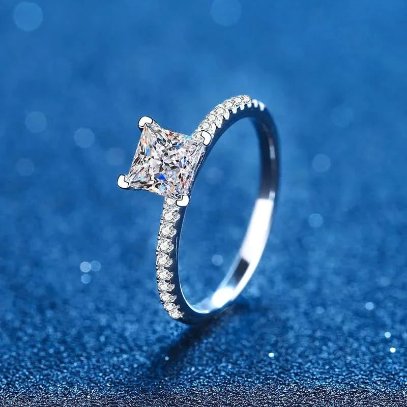 Square Princes Cut 1 Carat Moissanite Solitaire Engagment Ring