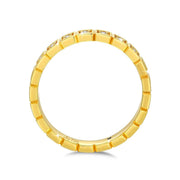 18K Gold Ring Box Style Band with Moissanite Stones - view 4