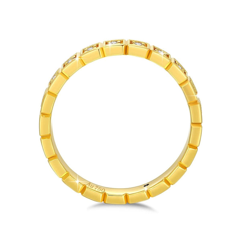 18K Gold Ring Box Style Band with Moissanite Stones - view 4