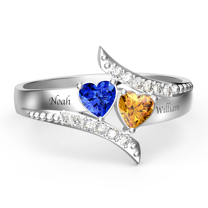 Sterling Silver Birthstone Rings 2 Stones