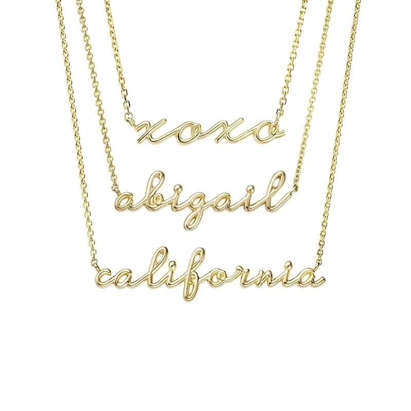 14K Gold 3D Cursive Custom Name Necklace