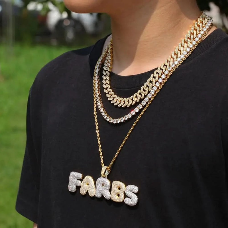 Hiphop Iced out Bubble Customized Name Necklace