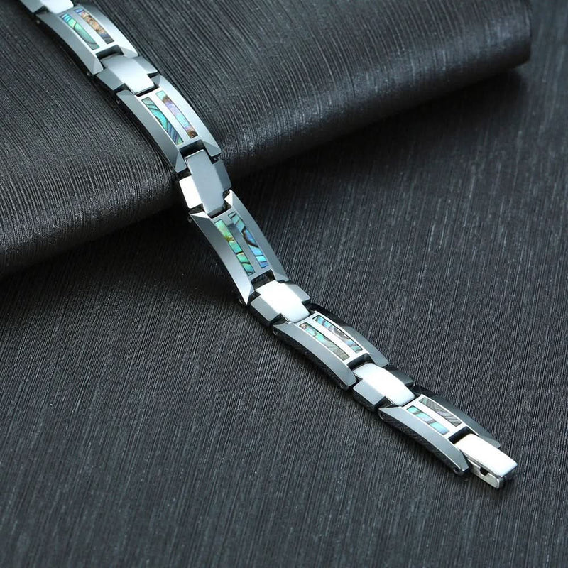 Men Tungsten Carbide Magnetic Abalone Shell Bracelet
