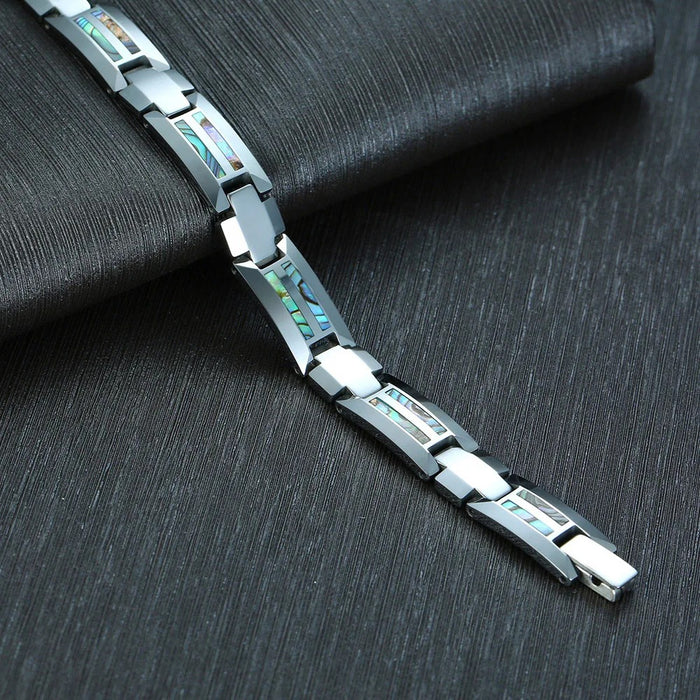 Men Tungsten Carbide Magnetic Abalone Shell Bracelet