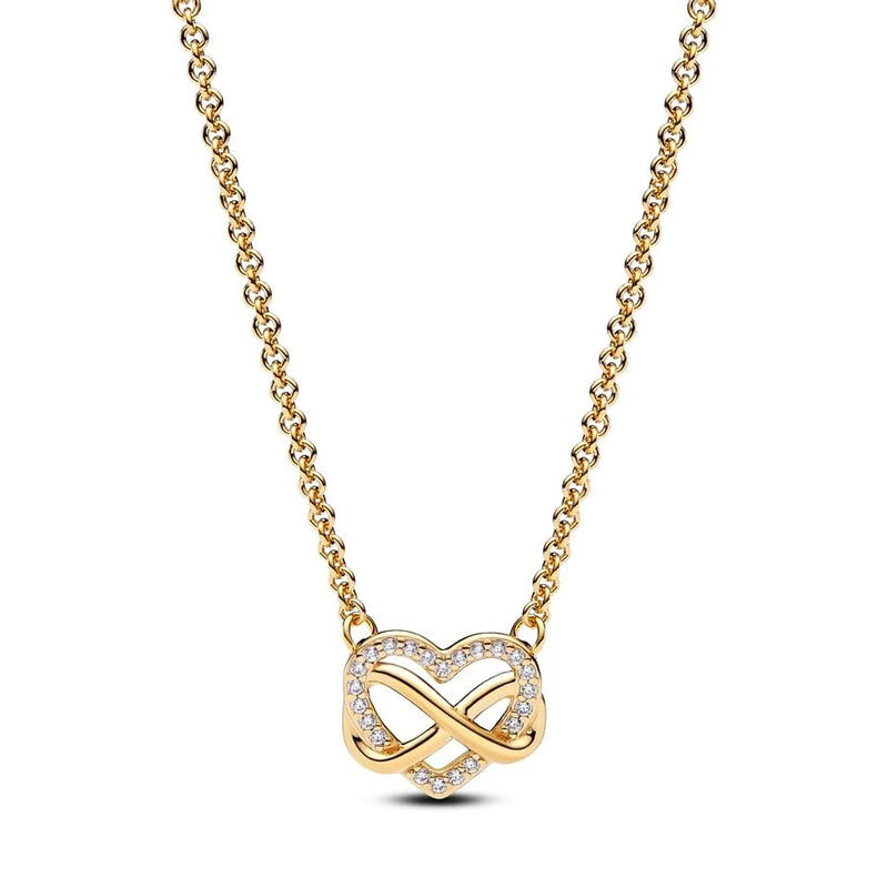Sairahaz Infinity CZ Heart Pendant Necklace Set with Earrings