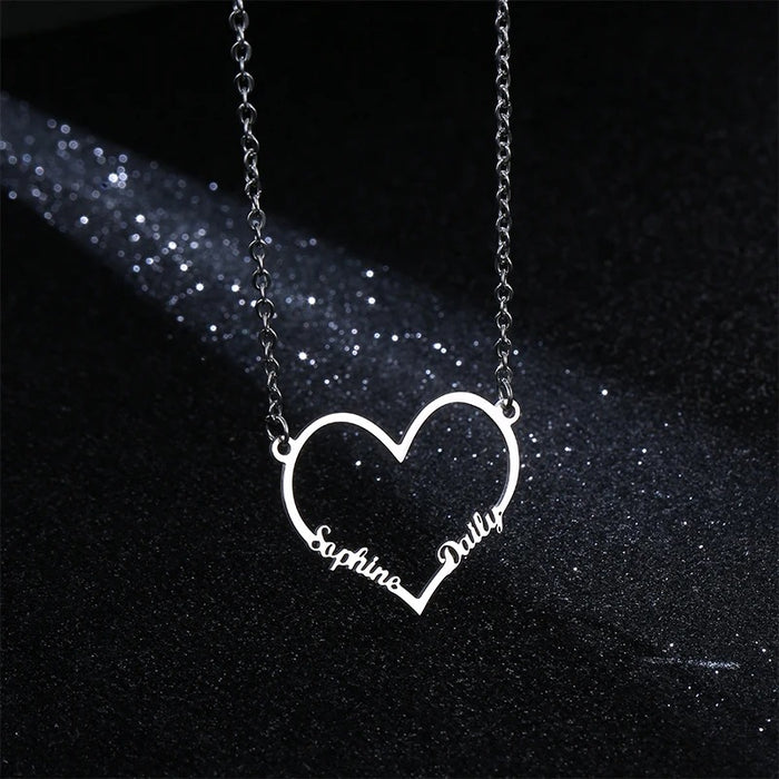 Big Heart Two Name Necklace