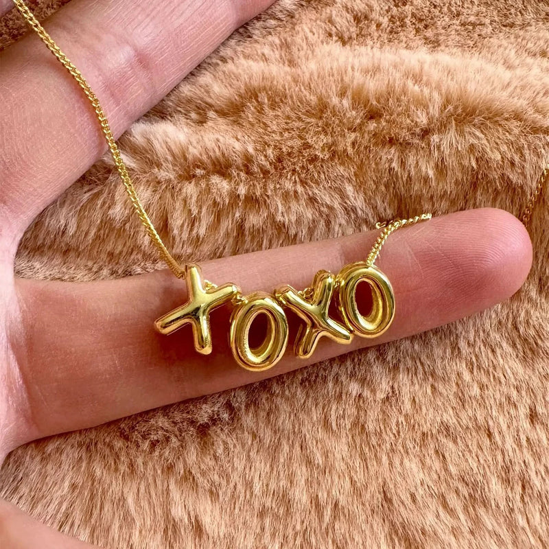 Bubble Letters Custom Name Necklace - 18k Gold Plated