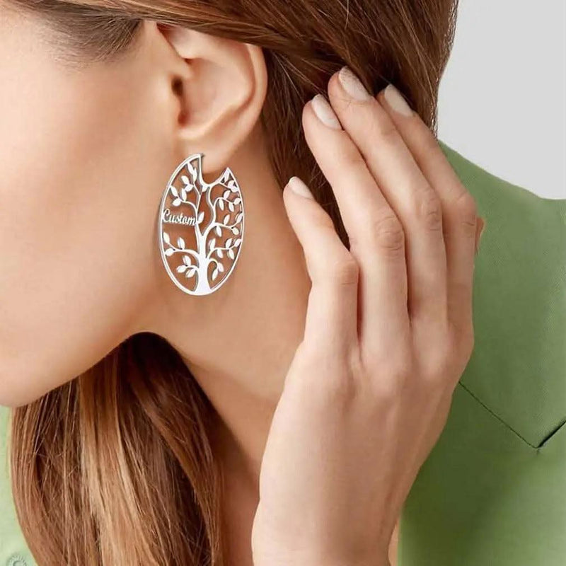 Family Tree Earrings with Names - One to Eight Names