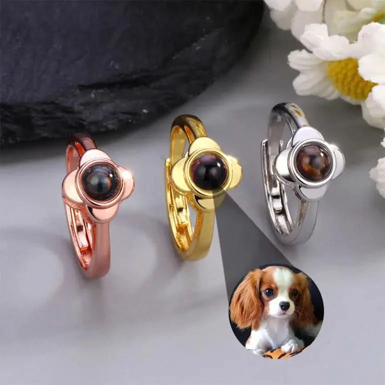 Custom Photo Clover Projection Ring
