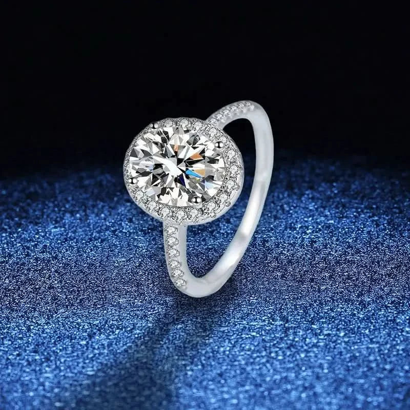 Oval Cut Halo 1 Carat Moissanite Solitaire Ring