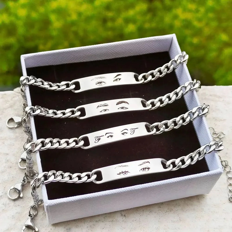 Personalized Photo Eyes Engraving Cuban Link Bracelet