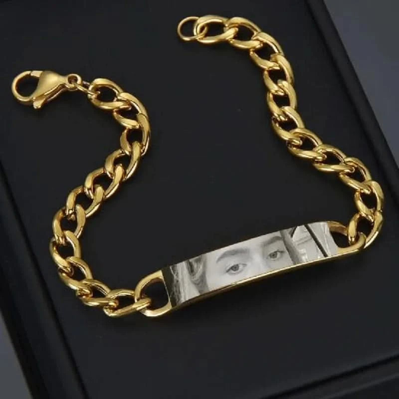 Personalized Photo Eyes Engraving Cuban Link Bracelet