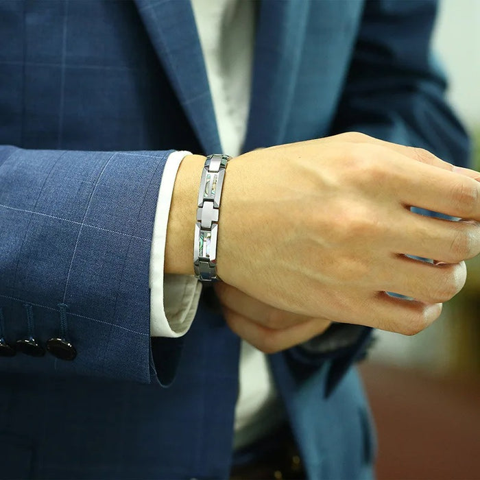 Men Tungsten Carbide Magnetic Abalone Shell Bracelet