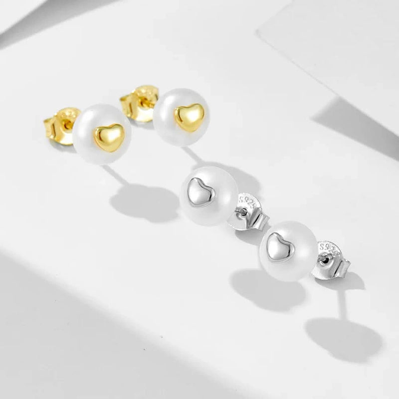 Heart-Shaped Freshwater Pearl Stud Earrings
