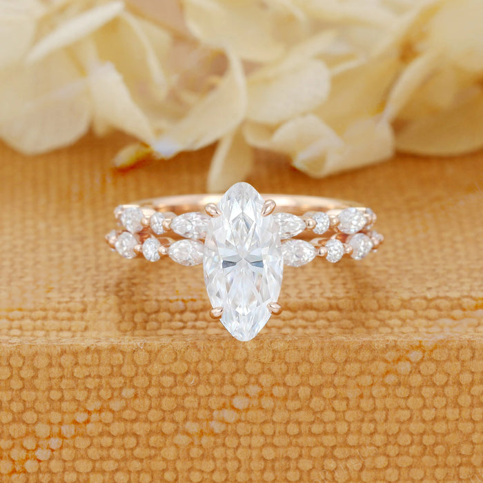 Minimalist Marquise Diamond Ring Set