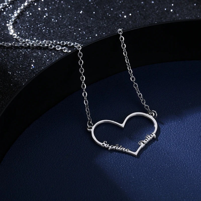 Big Heart Two Name Necklace