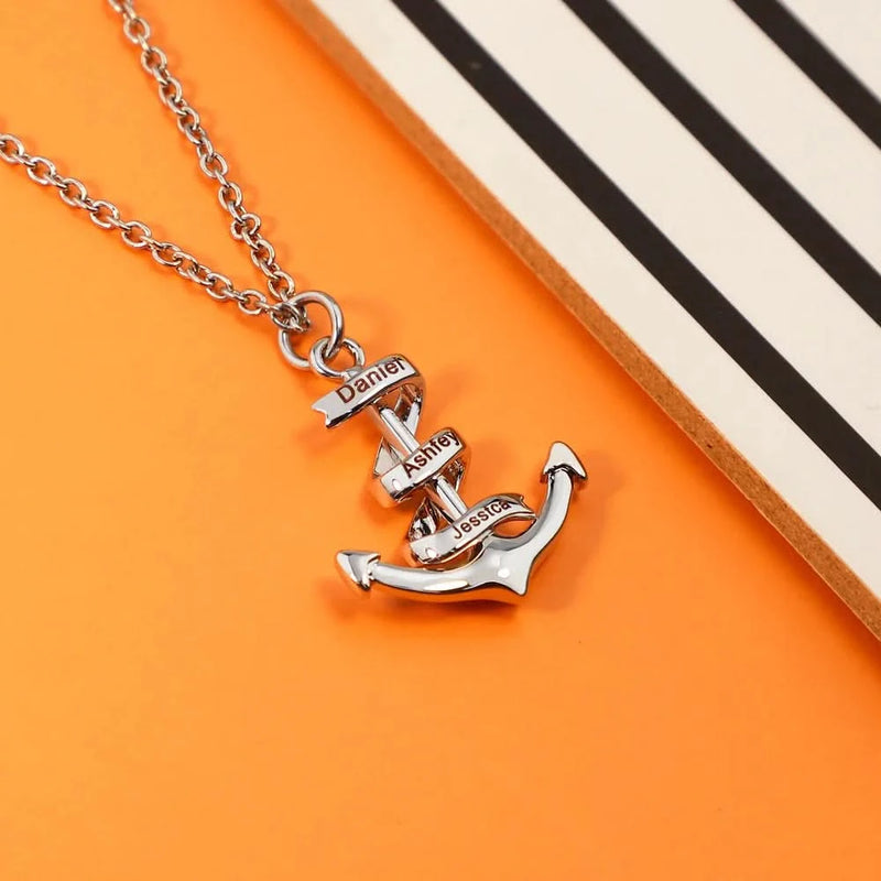 Custom  Anchor Name Necklace - Personalized Pendent Engraving