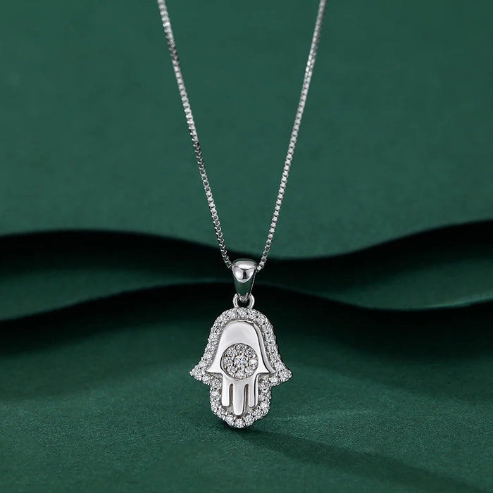 Hamsa Hand Silver Pendent