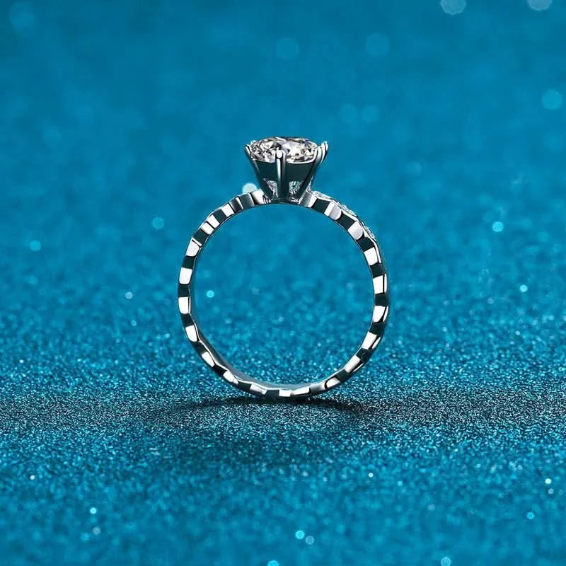 Honey Comb Shape Moissanite Solitaire Engagment Ring