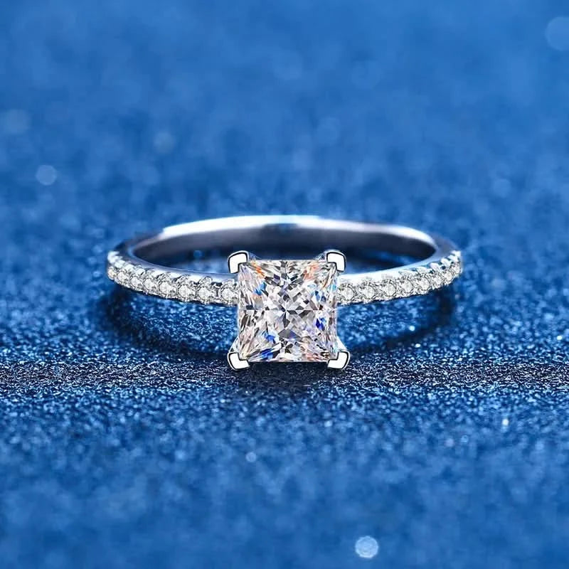 Square Princes Cut 1 Carat Moissanite Solitaire Engagment Ring