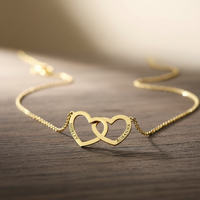 2 Hearts Couple Name Necklace - view 1