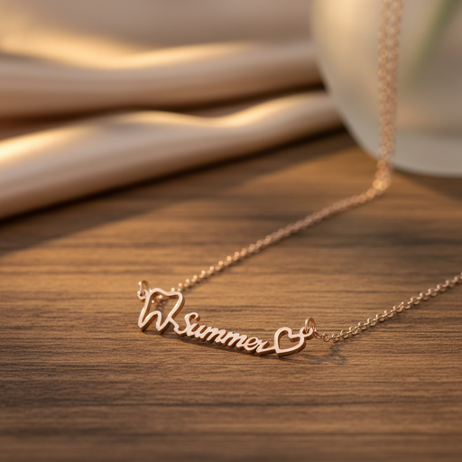 Personalized dental tooth heart name necklace with custom lettering