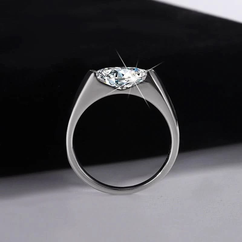 Marquise Diamond Sterling Silver Minimalist Ring