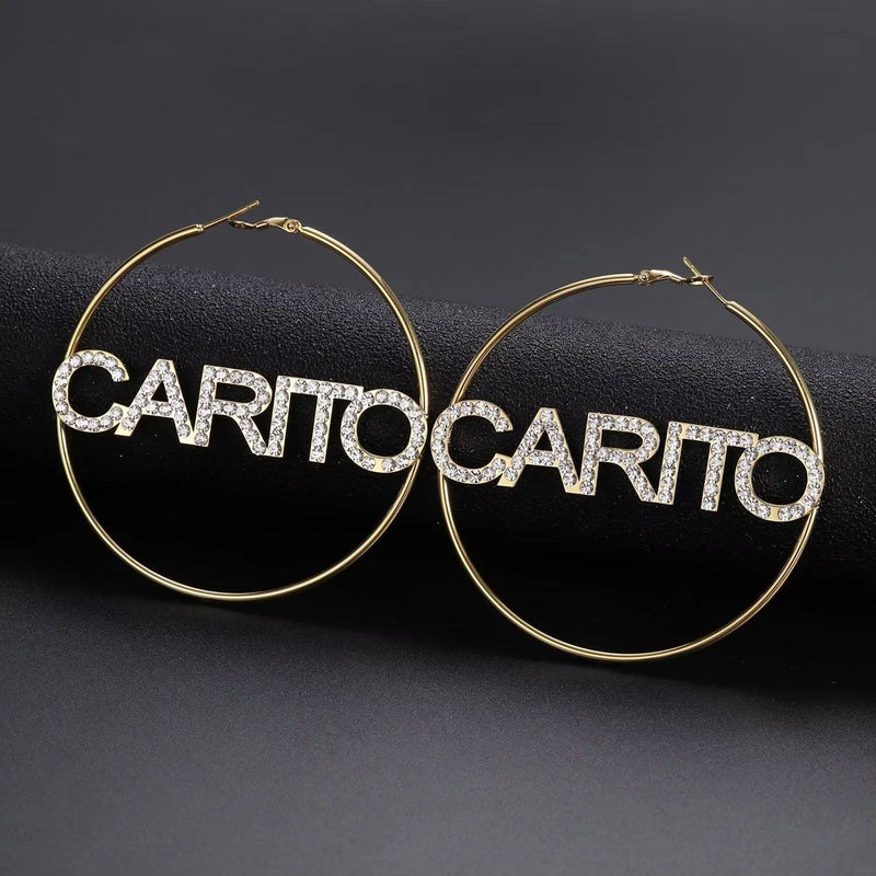 Custom CZ Hoop Earrings with Name