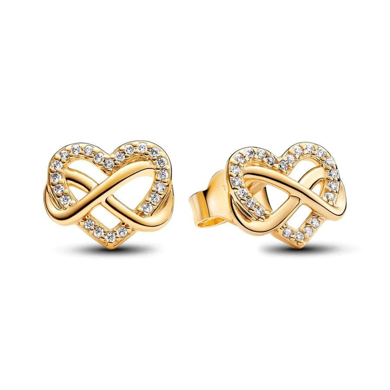 Sairahaz Infinity CZ Heart Pendant Necklace Set with Earrings