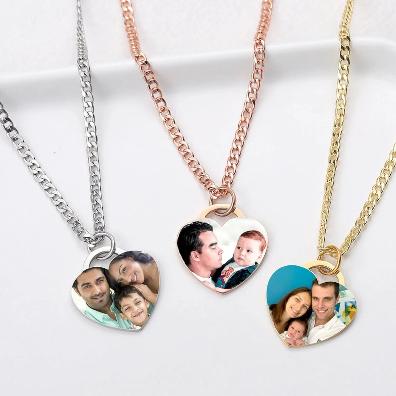 Picure Heart Pendent Caharm Necklace