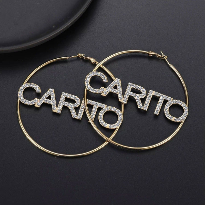 Custom CZ Hoop Earrings with Name