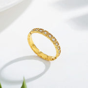 18K Gold Ring Box Style Band with Moissanite Stones - view 2