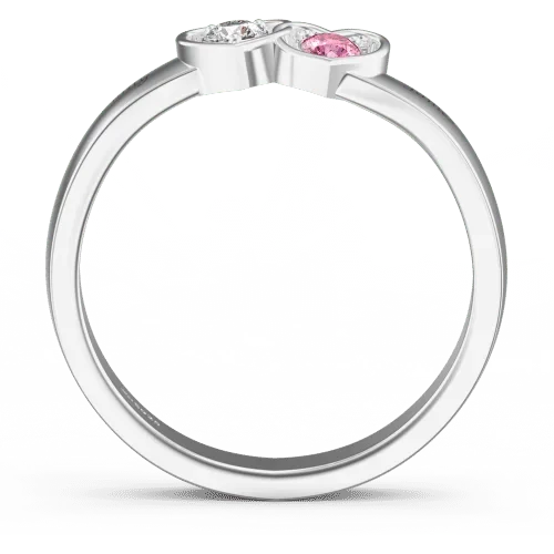 2 Hearts Name Birthstone Ring