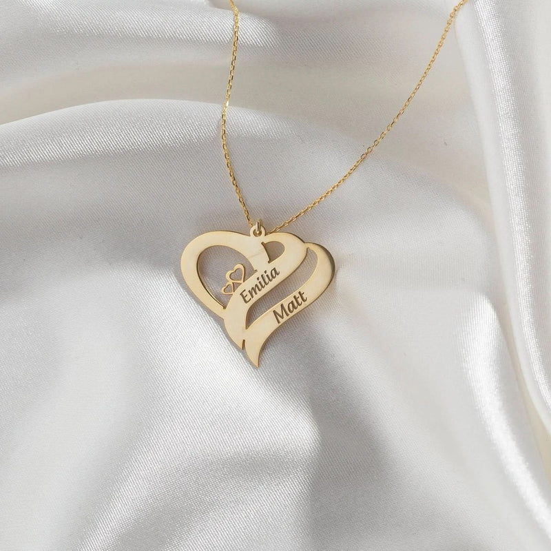 Personalized Engraving Two Heart Names Necklace