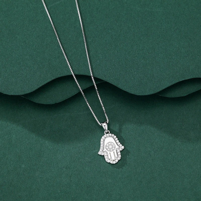 Hamsa Hand Silver Pendent