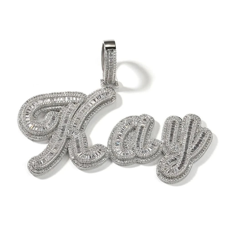 Hiphop Iced out Baguette Customized Name Necklace