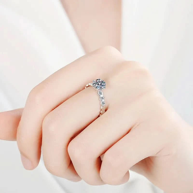 Honey Comb Shape Moissanite Solitaire Engagment Ring