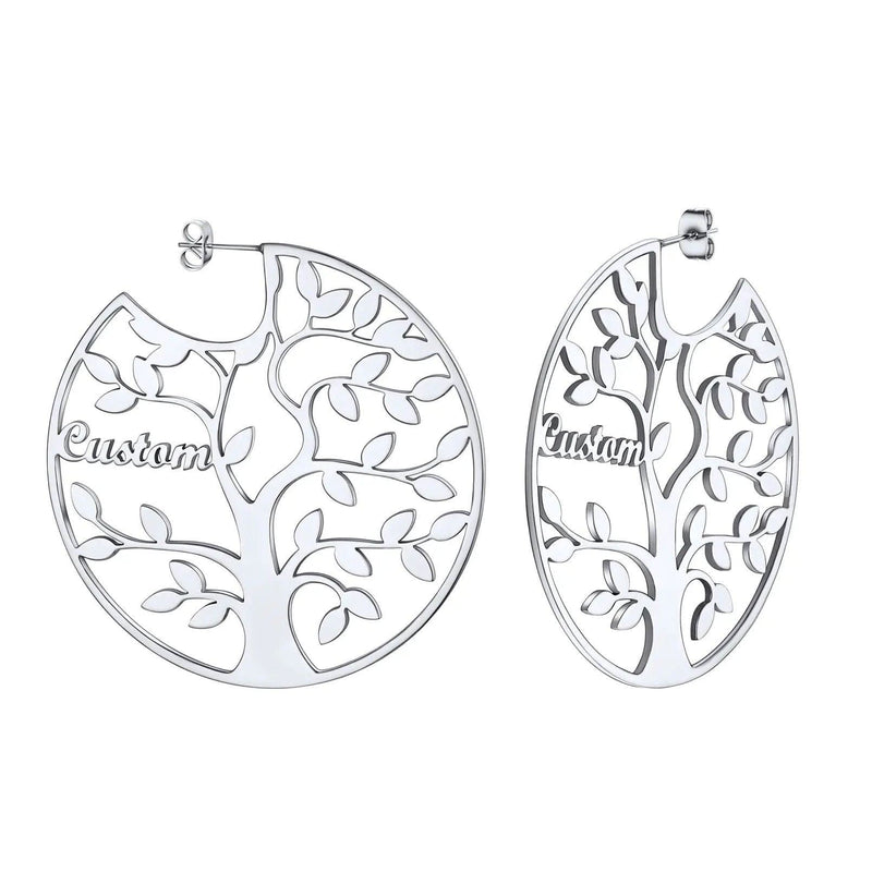 Family Tree Earrings with Names - One to Eight Names