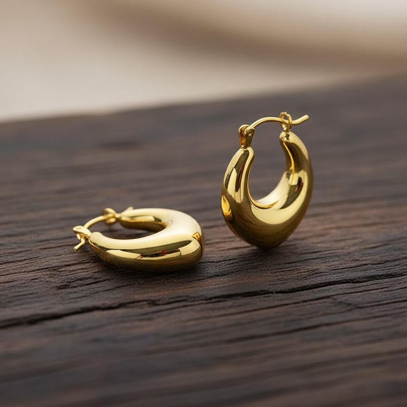 Heart Stud Earrings – 18K Gold Plated & Sterling Silver