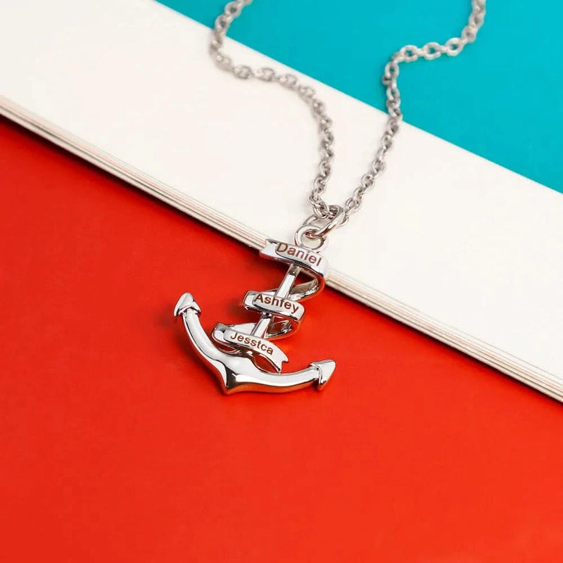 Custom  Anchor Name Necklace - Personalized Pendent Engraving