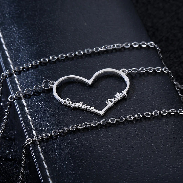 Big Heart Two Name Necklace