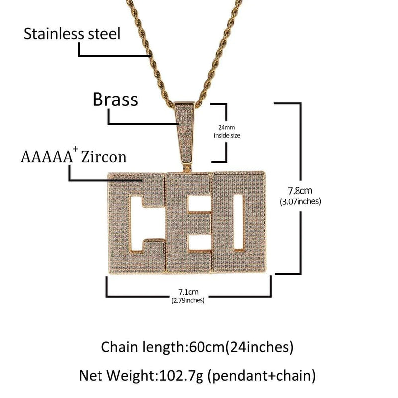 CZ 3D Block Font Men's Name Necklace