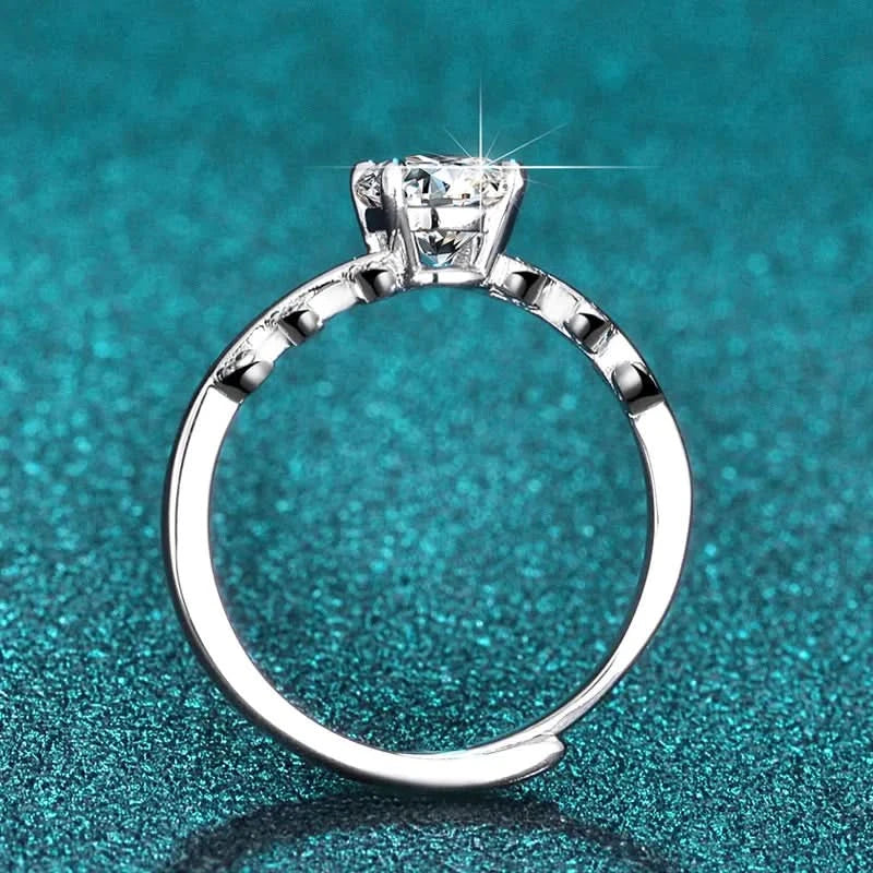 Leaf Vine Round Solitaire Engagement Ring 925 Silver