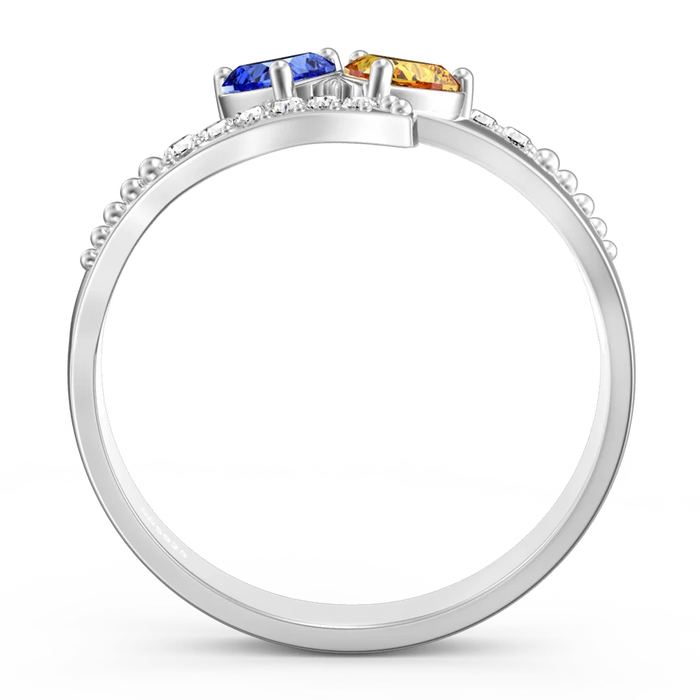 Sterling Silver Birthstone Rings 2 Stones