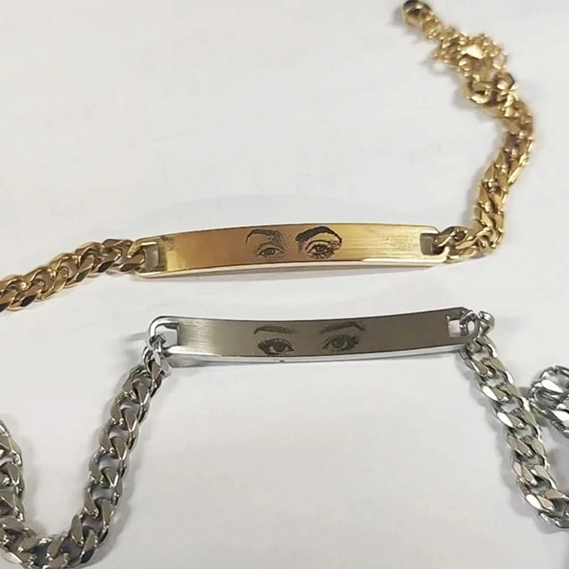 Personalized Photo Eyes Engraving Cuban Link Bracelet
